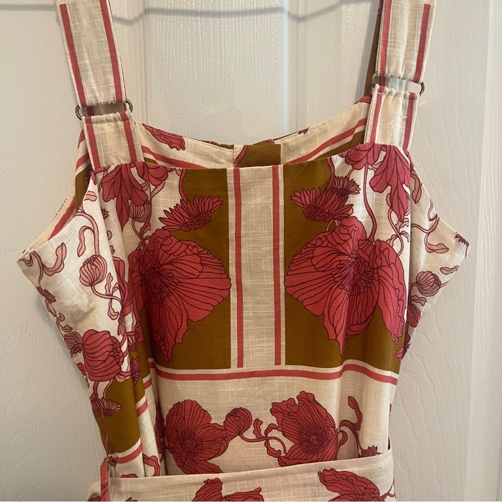 NWOT Greylin Floral Belted Cotton Sundress Button Front Adjustable Strap Dress M - Picture 8 of 10